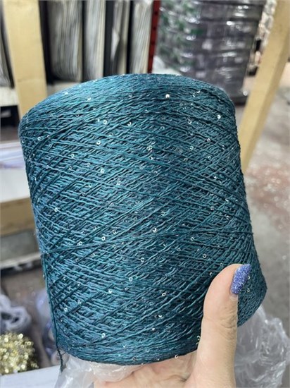 Lino Paillettes  85% лен 15% па плюс пайетки плюс пайетки  450м/100г Бирюза BOT_5090