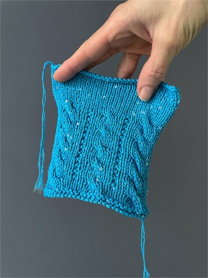 Cotton Paillettes 96% Хлопок, 4% пайетки  Полиэстер 450м/100г Голубой BOT_5039