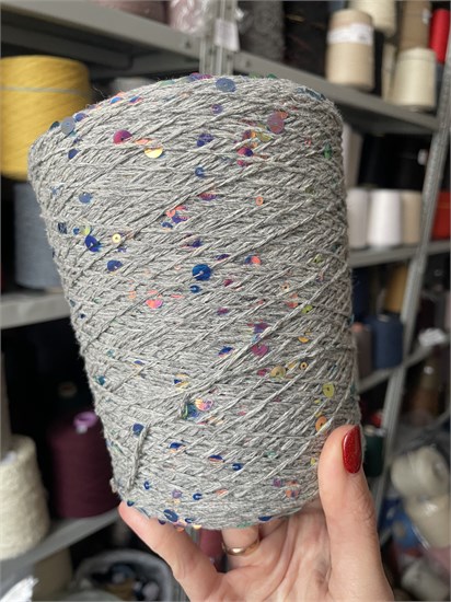 COSMO 2000 100%Меринос+пайетки 200/100г серый 3307